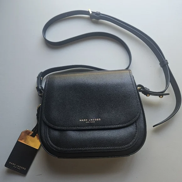 Marc Jacobs New York Mini Rider Leather Crossbody Bag In Black